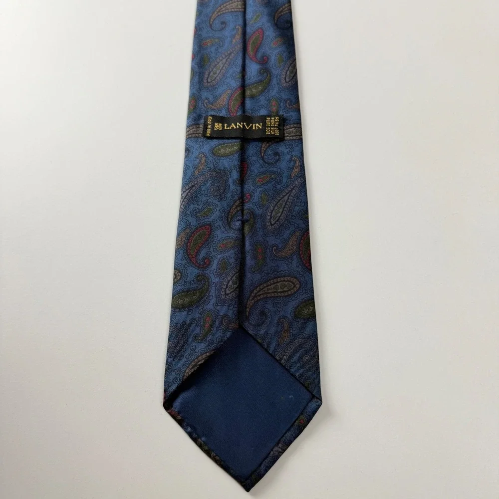 Lanvin Tie Mens Blue Paisley Silk Tie‎ Italy